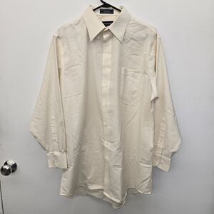 Vintage Stafford Wrinkle Free Oxford Mens Shirt 16 1/2 - 32/33 Cream (C31)